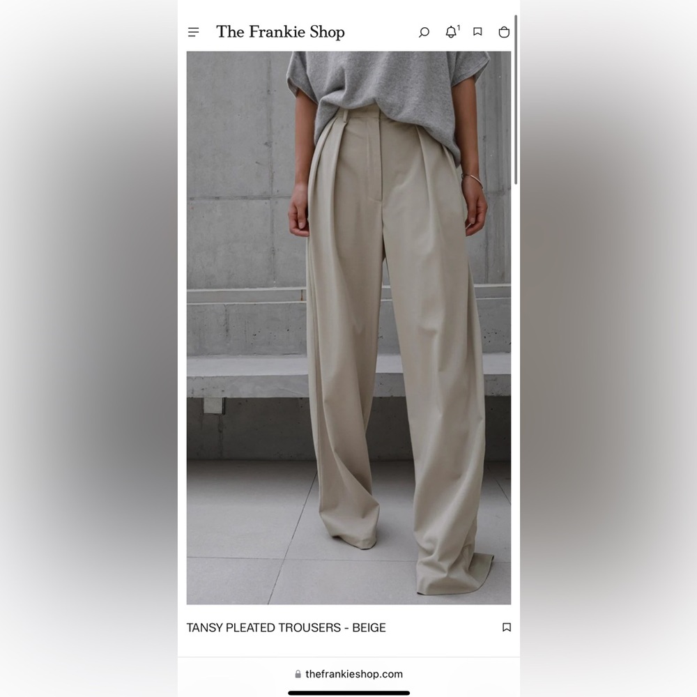 The Frankie Shop Beige Tansy Pleated Trousers